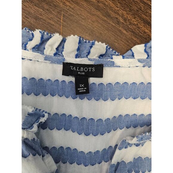 Talbots Blue Striped Top Women's SZ 1X Shell Plus Size Summer - Picture 7 of 9